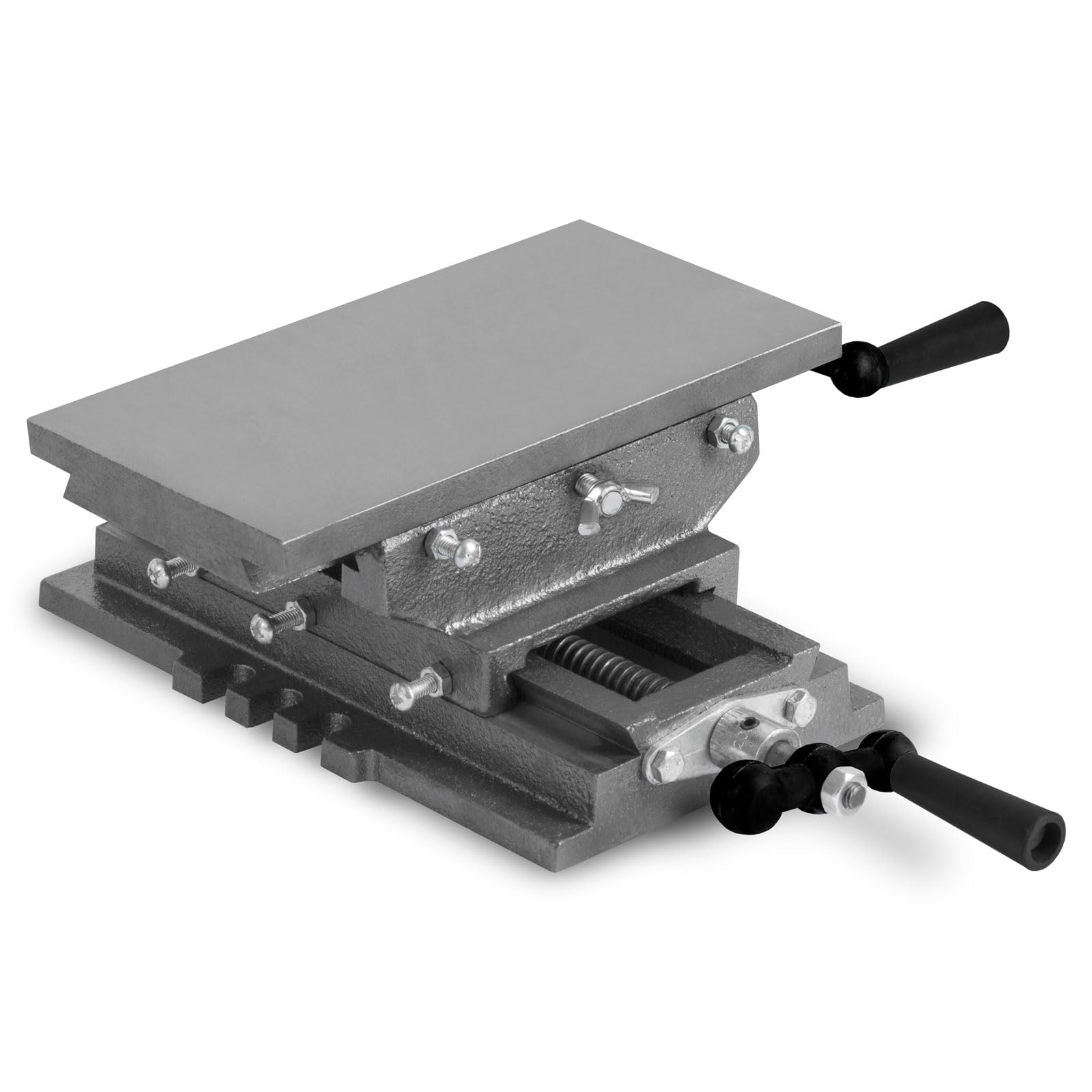 EBERTH Tavola a croce in ghisa e acciaio, piano di lavoro 120 x 230 mm, altezza 100 mm, morsa per lavori di foratura e fresatura, tavola di fresatura per trapano, fresatrice e banco di lavoro