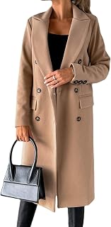 SHINROAD Women's long coat Winter Solid Color Flap Pocket Formal Warm jacket Long Sleeves Winter Overcoat for Work