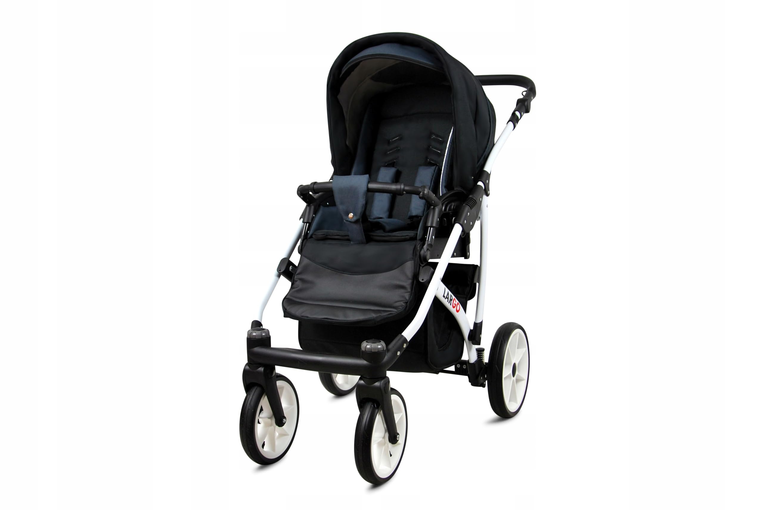 BabyLux Zestaw wózków dziecięcych 4 w 1 – Largo – w zestawie wanienka dla niemowląt, fotelik sportowy, fotelik samochodowy, stacja bazowa ISOFIX – fotelik samochodowy – zestaw wózków dziecięcych