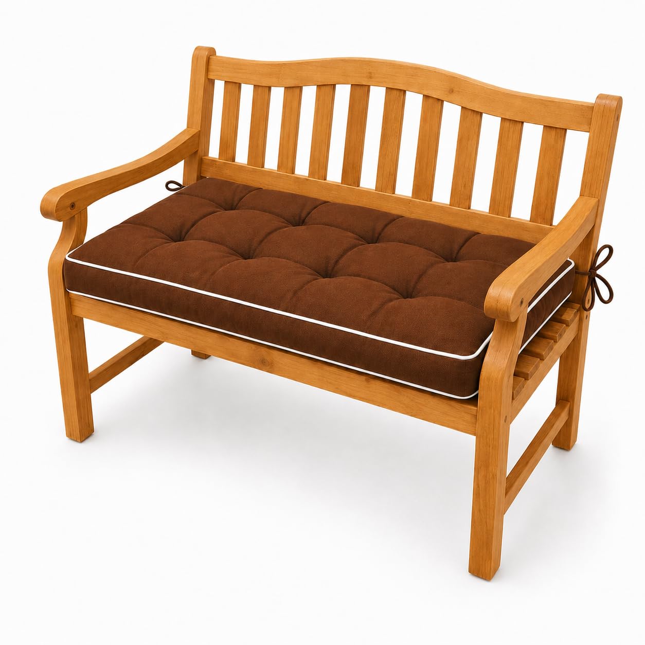 AZMAHT Window Seat Cushion, 8cm Bay Window Bench Cushion with Ties, Indoor/Outdoor,26 Brown,120x35x8cm