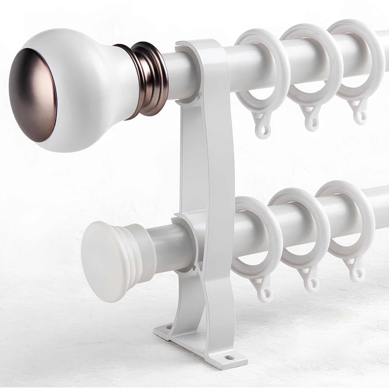 WATAOW Double Curtain Rod, Heavy Duty Double Curtain Track 70 To 700cm Long, Decorative Curtain Rail, Silent Curtain Poles For Living Room And Bedroom(White,140cm/4.5ft)