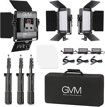 GVM RGB LED Video Lighting Kit, 800D Studio Video Lights with Panel, APP Control for YouTube Photography Lighting, 3200K-5600K, 8 Kinds of The Scene Lights, 3 Packs