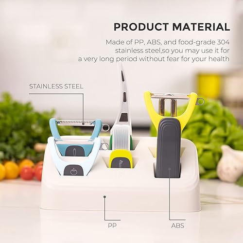 Miniatura 4 de Zuutii Pelador de verduras para cocina, pelador de patatas, pelador recto en forma de Y, pelador dentado, Deveiner de camarones, escalador de