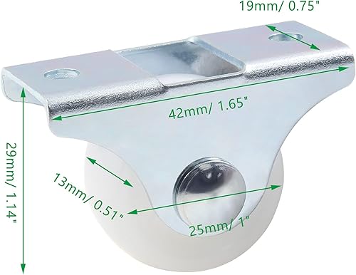 Miniatura 2 de 20 ruedas giratorias de 1 pulgada, rígidas, no giratorias, con placa superior de metal, ruedas de plástico duro blanco para muebles, color plateado