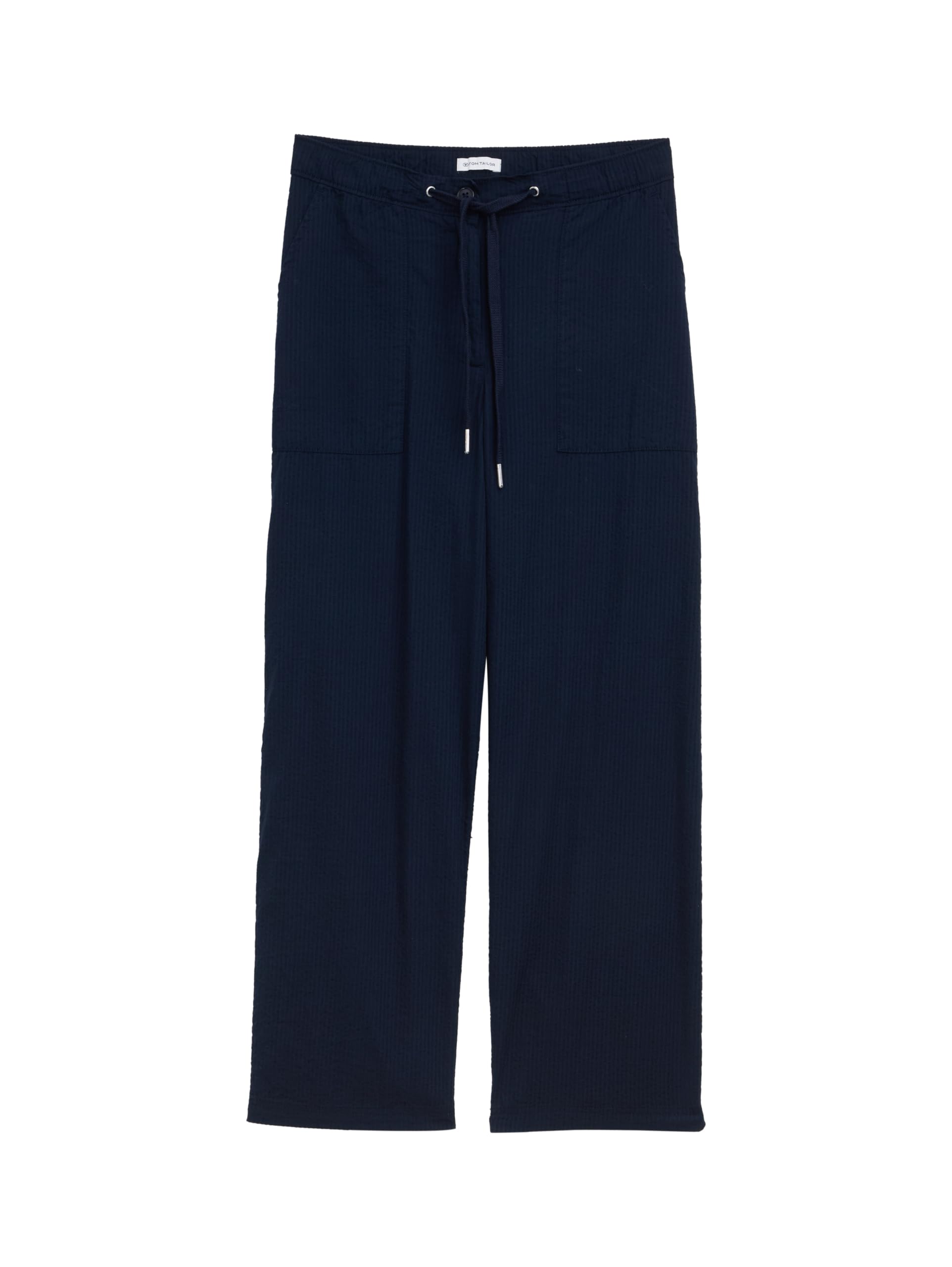 TOM TAILOR Women's Seersucker Culotte Trousers with Drawstring, 10668 - Sky Captain Blue, 36W x 28L
