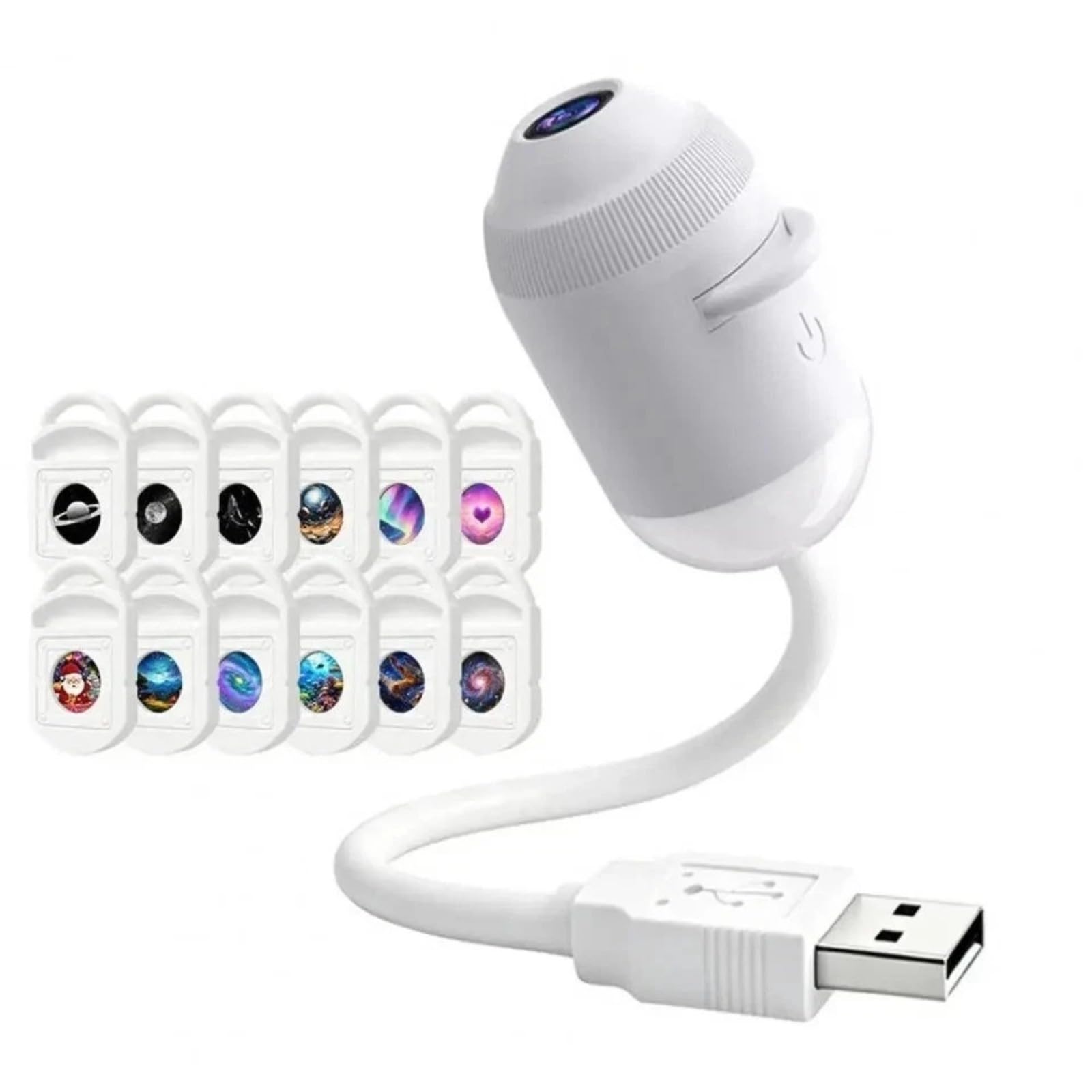 Comauo Nachtlicht Projektor 2-in-1 Sternenhimmel-Projektor, Sternenprojektor Auto & Schlafzimmer USB, 360° (12 Projection Films)