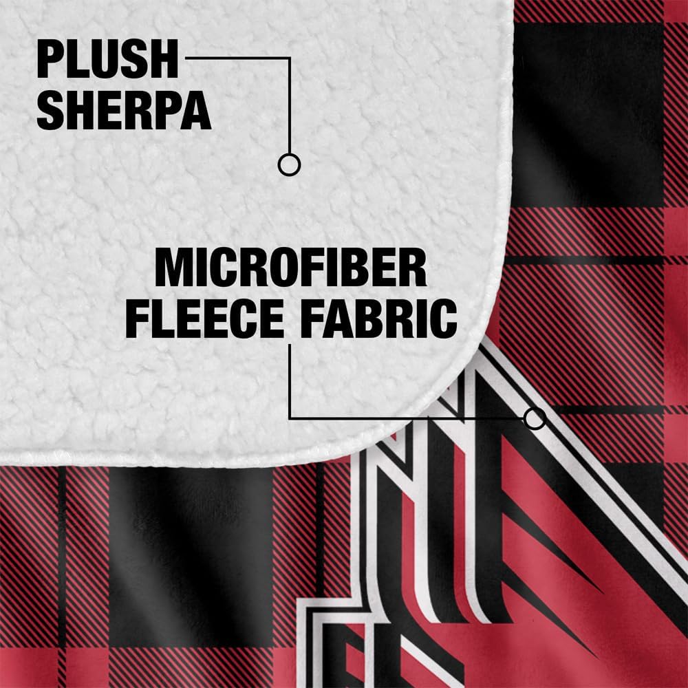 LOGOVISION Ball State University Campus Plaid Spirit Silky Touch Sherpa Back Super Soft Throw Blanket 60"x80"
