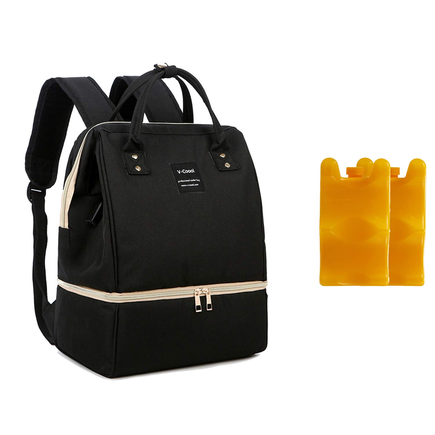 Zaino Mamma Borsa Termica per Biberon PortaBiberon Isotermico Zaino Impermeabile, 2 Pacchi di Ghiaccio inclusi