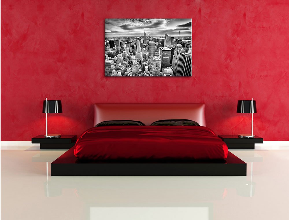 Pixxprint Skyline von New York, Größe: 120x80cm, Leinwandbild, fertig gespannt, Wandbild, Dekoration, Kunstdruck, kein Poster