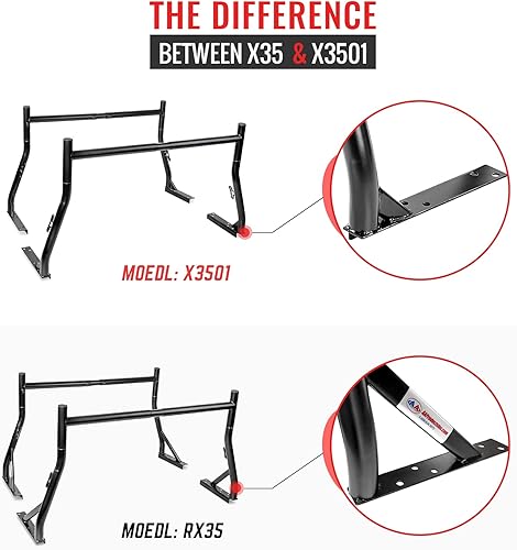 Miniatura 3 de AA-Racks - Juego de 2 barras de acero extensible sin perforación para montaje en caja de herramientas, color negro mate (patente USPTO pendiente)