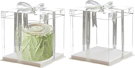 SINGOMON 2PCS 10" Transparent Cake Boxes Clear Plastic Cake Boxes Bakery Boxes Packaging Carriers with Pre-folded Lid Base Baking Boxes Cookie Display Packaging Gift Boxes for Birthday Wedding Anniversary(Clear)