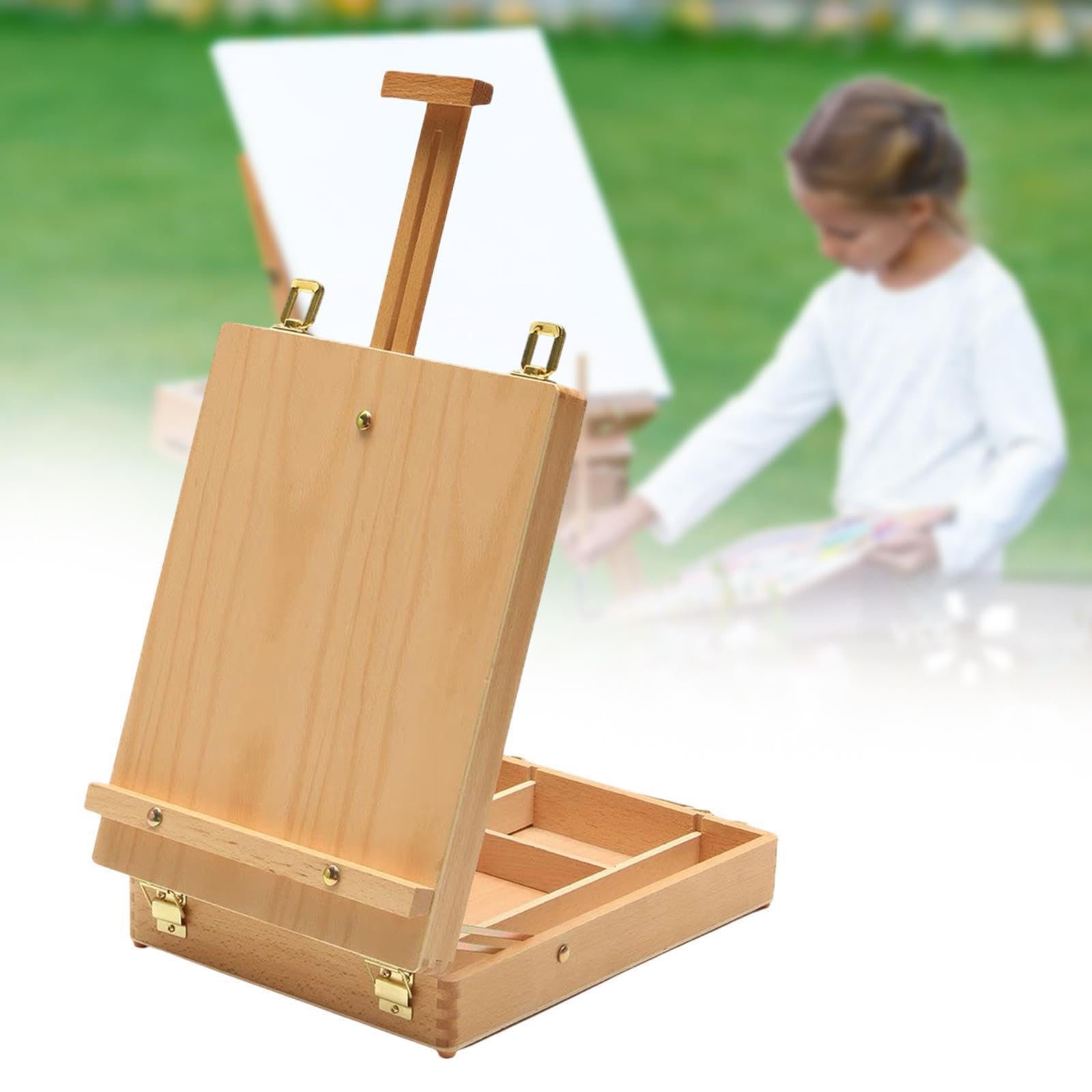 Ailan Boîte de rangement pour matériel d'art : chevalet pour les amateurs de peinture à la recherche d'un rangement durable avec un espace intérieur. Chevalet table en bois réglable pour le