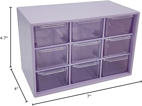Miniatura 7 de JIAFUJIN Mini Desktop Drawer Box 9 Compartments Plastic Desk Organizer Office Supplies and Jewelry Storage Box for Office, School, Cosmetic,
