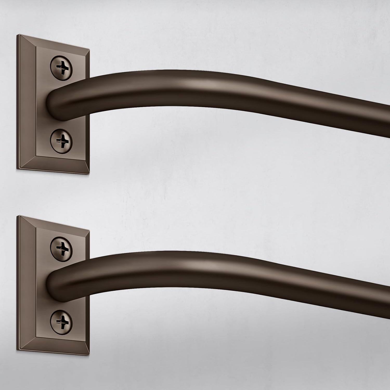 Hei!Dear 2 Pack Blackout Curtain Rod for Windows 48 to 84 inch (4-7Ft), Wrap Around Room Darkening Curtain Rods, 5/8" Samll Adjustable Modern Decorative Window rod,Brown ?48-90"?2 pack Brown