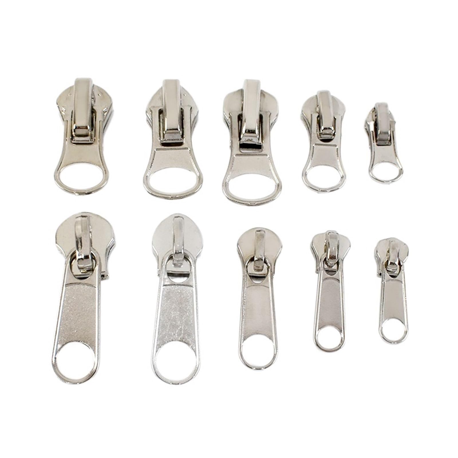 Tirones para deslizamientos de cremallera de metal Cremallera metálica de resina de nailon for chaqueta, vestido, equipaje, Kit de reparación de cabezal de cremallera metálica(ZT024Silver,SLIDERFORNYL