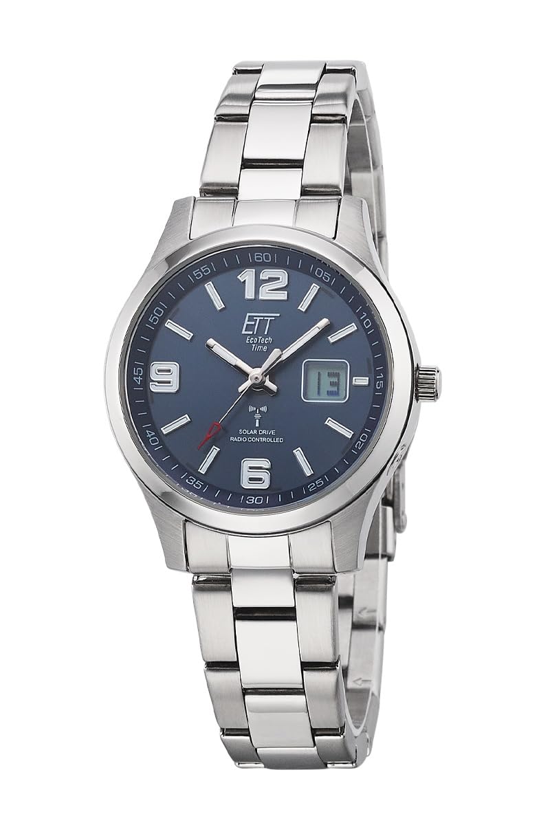 ETT Eco Tech Time Funk Solar Damen Uhr Analog mit Edelstahl Armband ELS-11589-32M