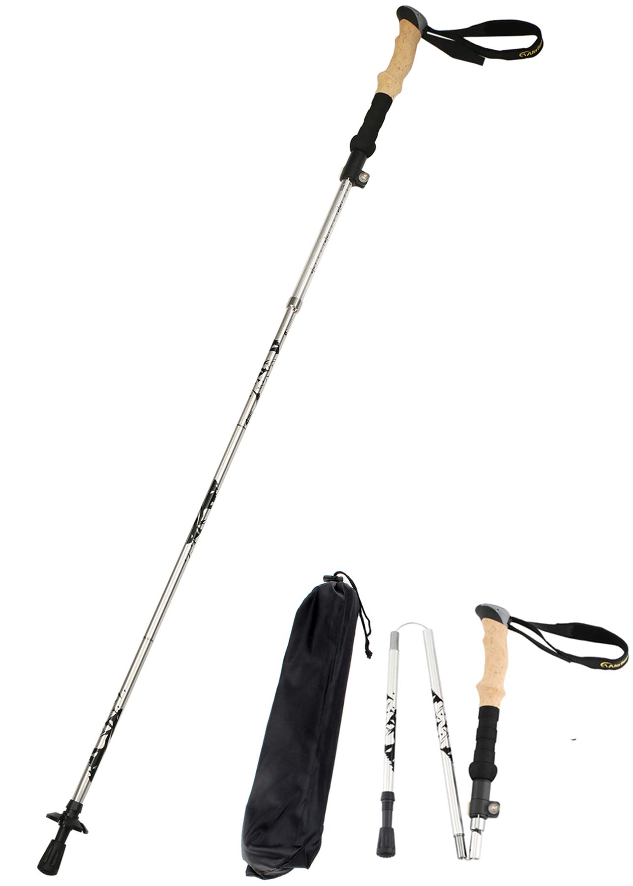 A ALAFEN Aluminum Collapsible Ultralight Travel Trekking Hiking Pole for Men and Women (Fits 5'3" - 6'2")