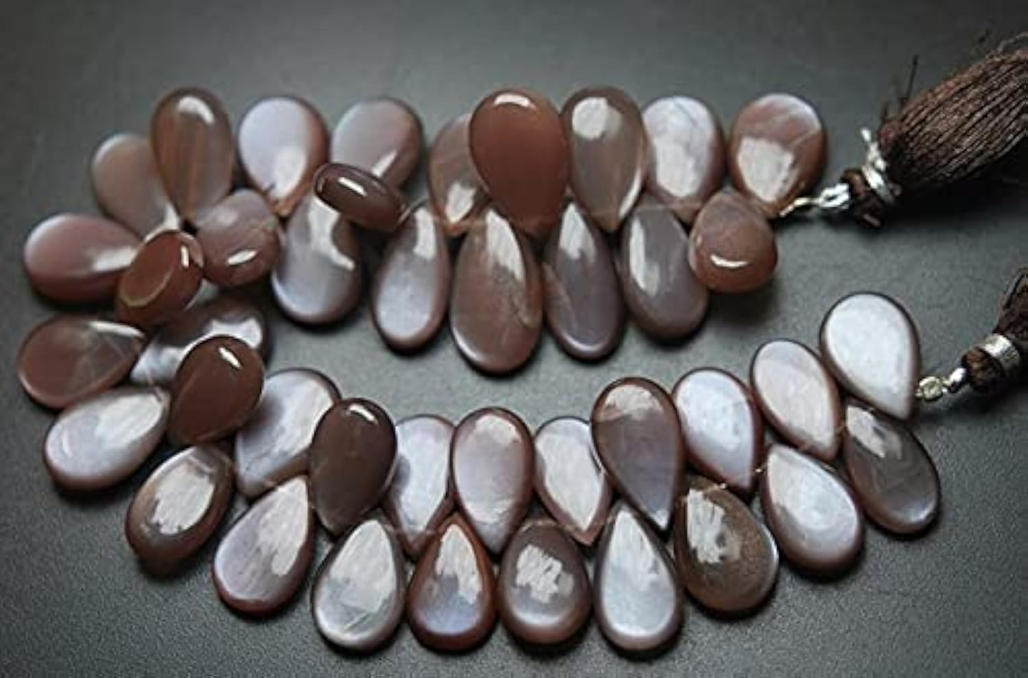 Pierre de lune café naturelle briolette poire lisse 16-17mm pour enfilage perles bijoux