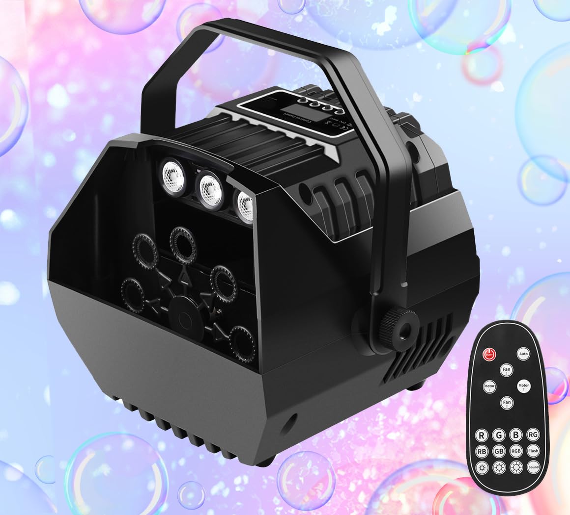 E-Lektron B102 Seifenblasenmaschine RGB LED-Beleuchtung und Fernbedienung für Party, Disco, Kinder-Party, Hochzeiten, Familientreffen, usw. (B102)