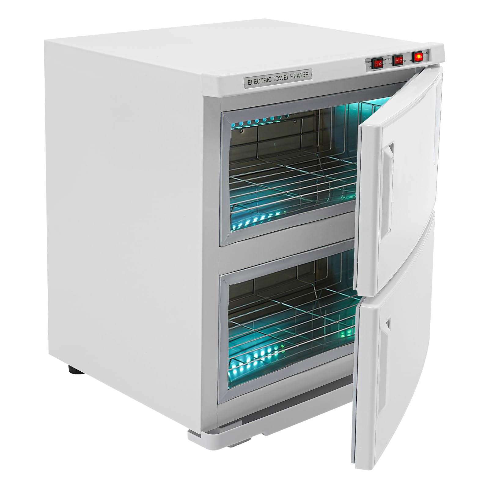 50L 2 Stufiger Handtuchwärmer, 360°-Heizfunktion, Handtuchwärmer mit UV-Lampe, 70°C ±10°C, für Kosmetikstudio, Spa, Hotel und Zuhause (Weiß)