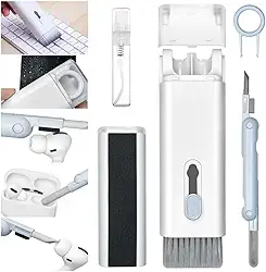 Kit Limpeza 7 em 1 Premium – Para Teclado, Notebook, Celular e Fones com Escova Antipó, Flanela e Removedor de Teclas