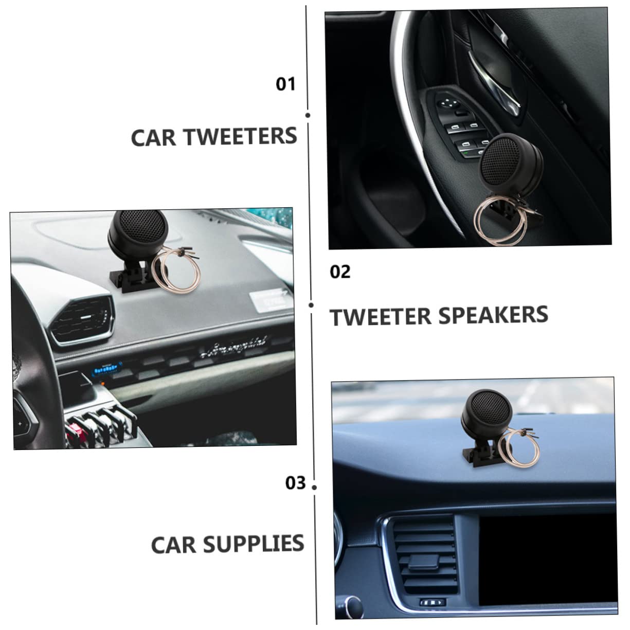 GRIRIW 2pcs Car Audio Tweeters 4 Brackets 2 Installation Methods Fit Anywhere