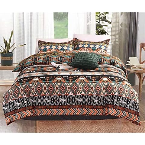 Caurbed Bohemian Duvet Cover Set,Luxury Ethnic Vintage Style Microfiber Bedding Set 2 Pieces Twin Size Quilt Cover Set(1 Duvet Cover + 1 Pillow Sham) Cover