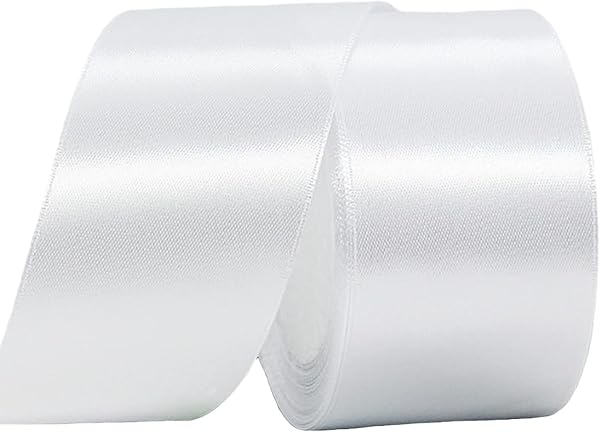 40mm Wide White Ribbon Thick Wedding Car Ribbon 22m, 1.5 inch Thick White Satin Ribbon for Gift Wrapping Wedding Car Christmas Birthday Cake Hair Bow Florist Bouquet Crafts Decorations - 1