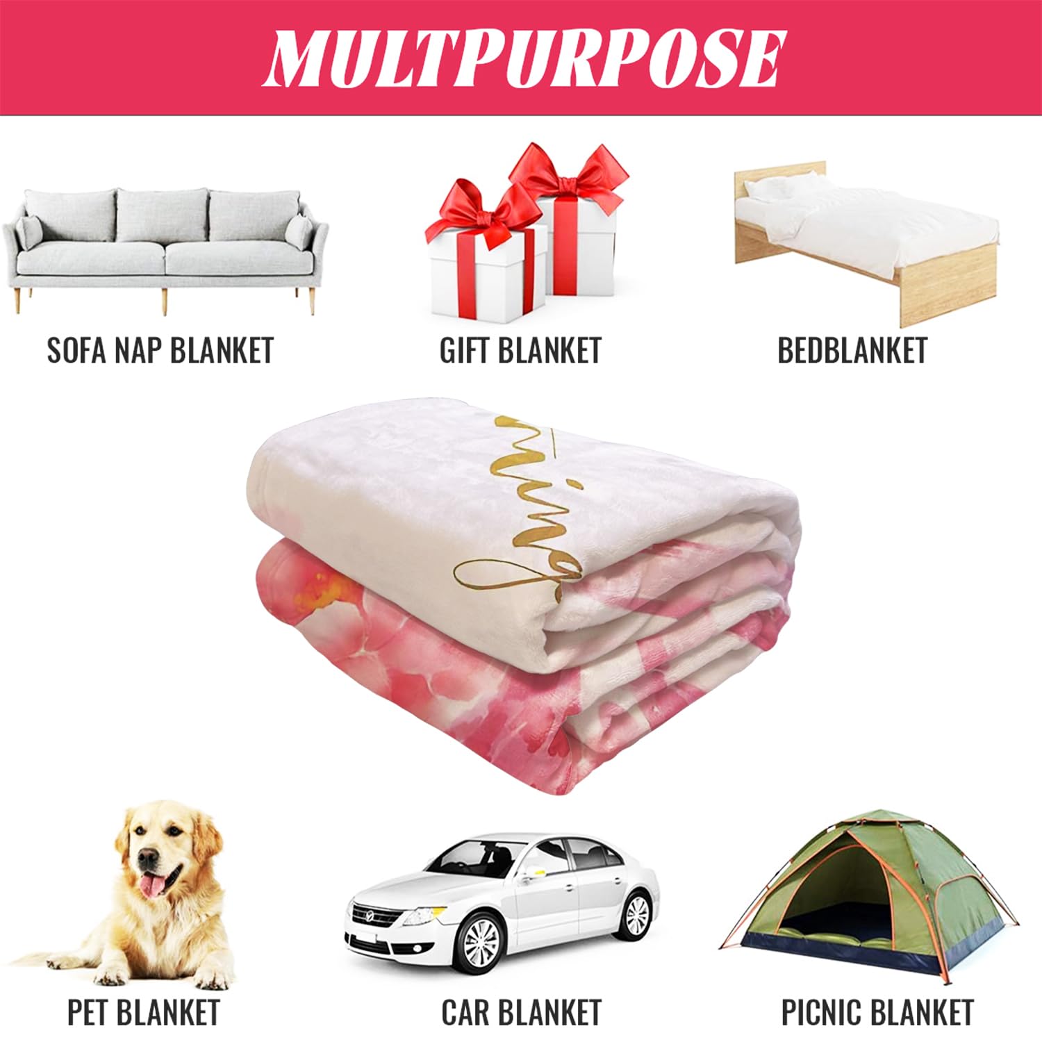 YISUMEI Decke 150x200 cm Kuscheldecken Sanft Flanell Weich Fleecedecke Rosa Flamingo Druck