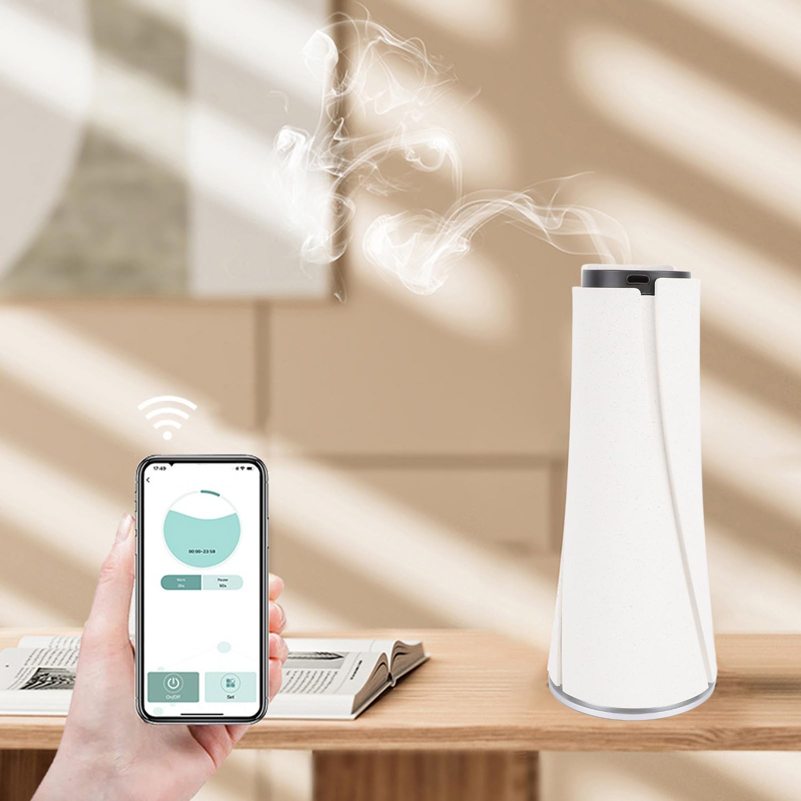Diffusore per Oli Essenziali Smart, App Controllo Nebbia Fredda | Diffusore di profumo ricaricabile, 100 ml, timer, per camera da letto, soggiorno, ufficio