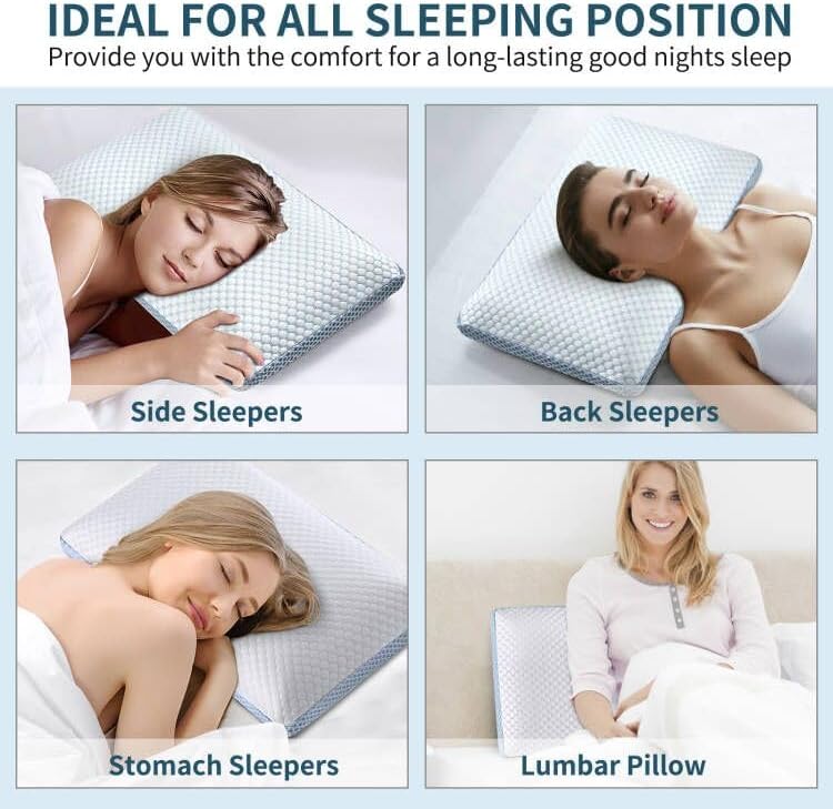 HAMYODO Memory Foam Pillows, Premium Bed Pillow with Dual-Sided Washable Cover, Breathable Foam Pillow Neck Pillow for Sleeping, Cooling Pillows for Side Back Sleepers, Sleeping Pillow for Adults