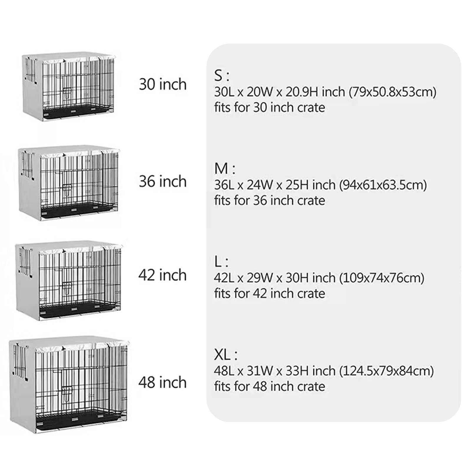 Hundekäfig Abdeckung, 210D Oxford-Stoff Hundekäfigabdeckung, Strapazierfähiges Winddicht Atmungsaktiv Abdeckung Mit Fensteröffnung für Hundebox, Drahtkäfige, Käfig (Grau, XL(124.5*79*84cm))