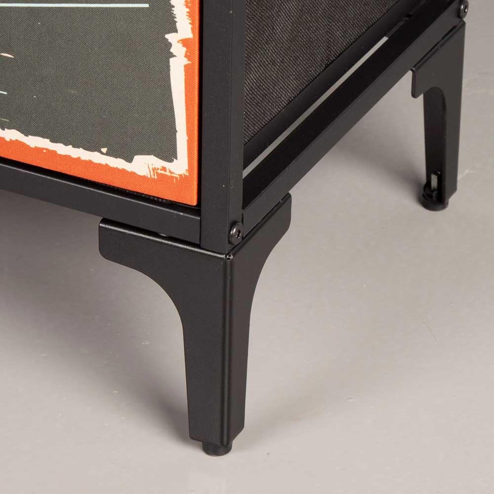 AKTIVE Max Home Comò multiuso per la camera da letto, grafica retrò e vintage, 11 cassetti in tessuto leggero, 103x30x98 cm, Struttura in acciaio, Piano in legno