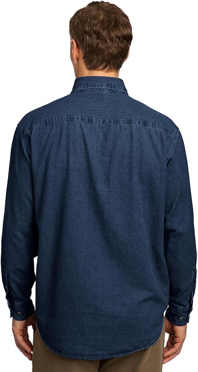PORT AND COMPANY Long Sleeve Value Denim Shirt (SP10) at  Men’s Clothing store