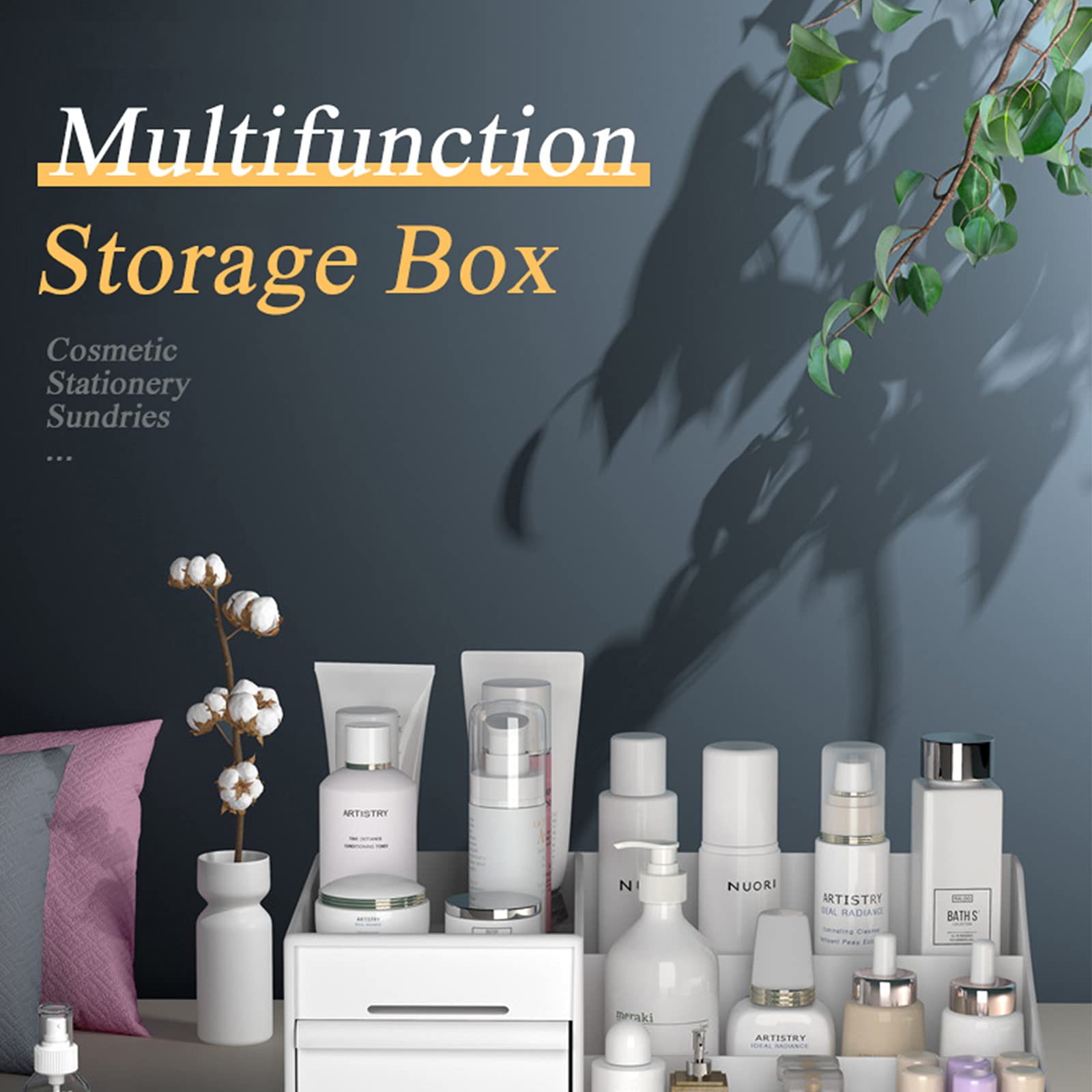 Organizer da scrivania con cassetti, per cosmetici, cosmetici, cosmetici, pennelli, lozioni, ombretti, smalti e gioielli