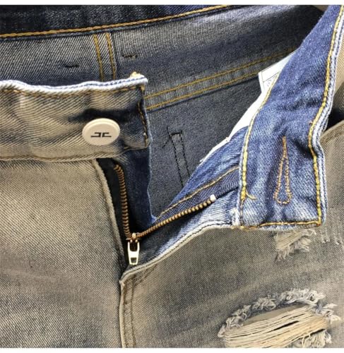 Men's Casual Pencil Pants Slim Solid Jeans Pants 9353 Light Blue 322