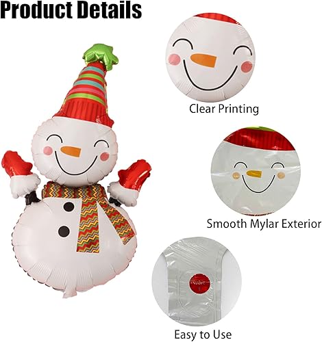 Miniatura 4 de Globos de muñeco de nieve sonriente, globos de Navidad, sombrero de muñeco de nieve, globos de papel de aluminio para fiesta temática de Navidad,