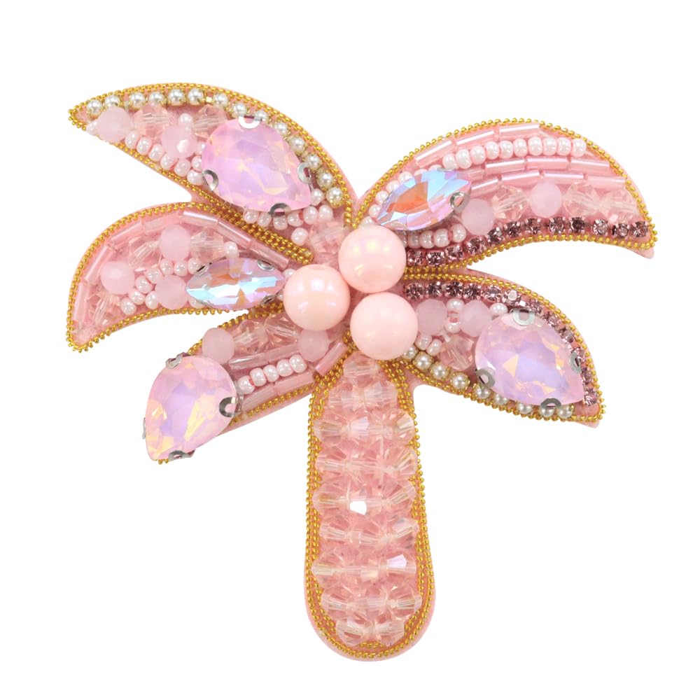 Beaded Rhinestones Coconut Tree Bohemia Beach Patches Sequin for Clothes Backpacks T-Shirt Jeans Hat Bag Sewing Accessories (I 2pieces)