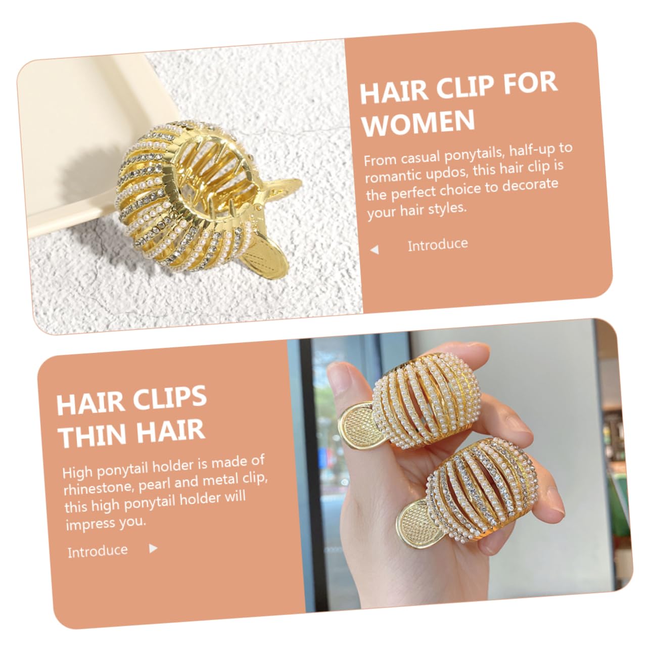 POPETPOP 5pezzi Fermaglio Per Coda Alta Decorato Con Perle Clip Elegante Per Spessi e Lunghi Accessorio Per Occasioni Speciali e Quotidiane Per Matrimoni e Feste