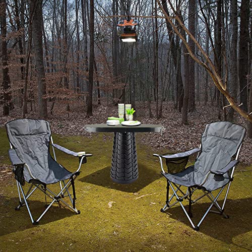 Image of Portable Folding Table and Stool 2 in 1, Lightweight Collapsible Table for Camping Picnic Beach, Small Foldable Table for Party