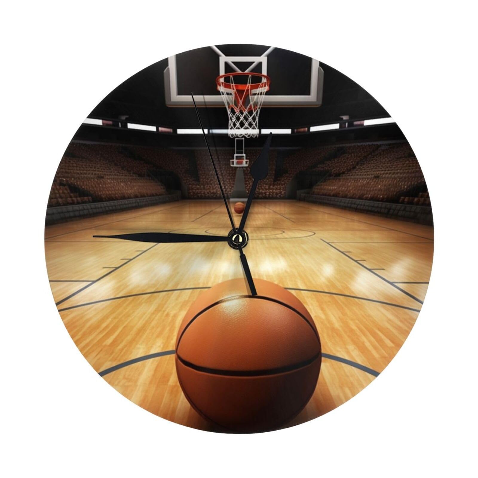 FodPand Basketball Wall Clock - 10 Inch Silent Non-Ticking Modern Wall Clocks Battery Operated - Classic Simple Minimalist Analog Round Decorative Clock for Kitchen, Home, Office