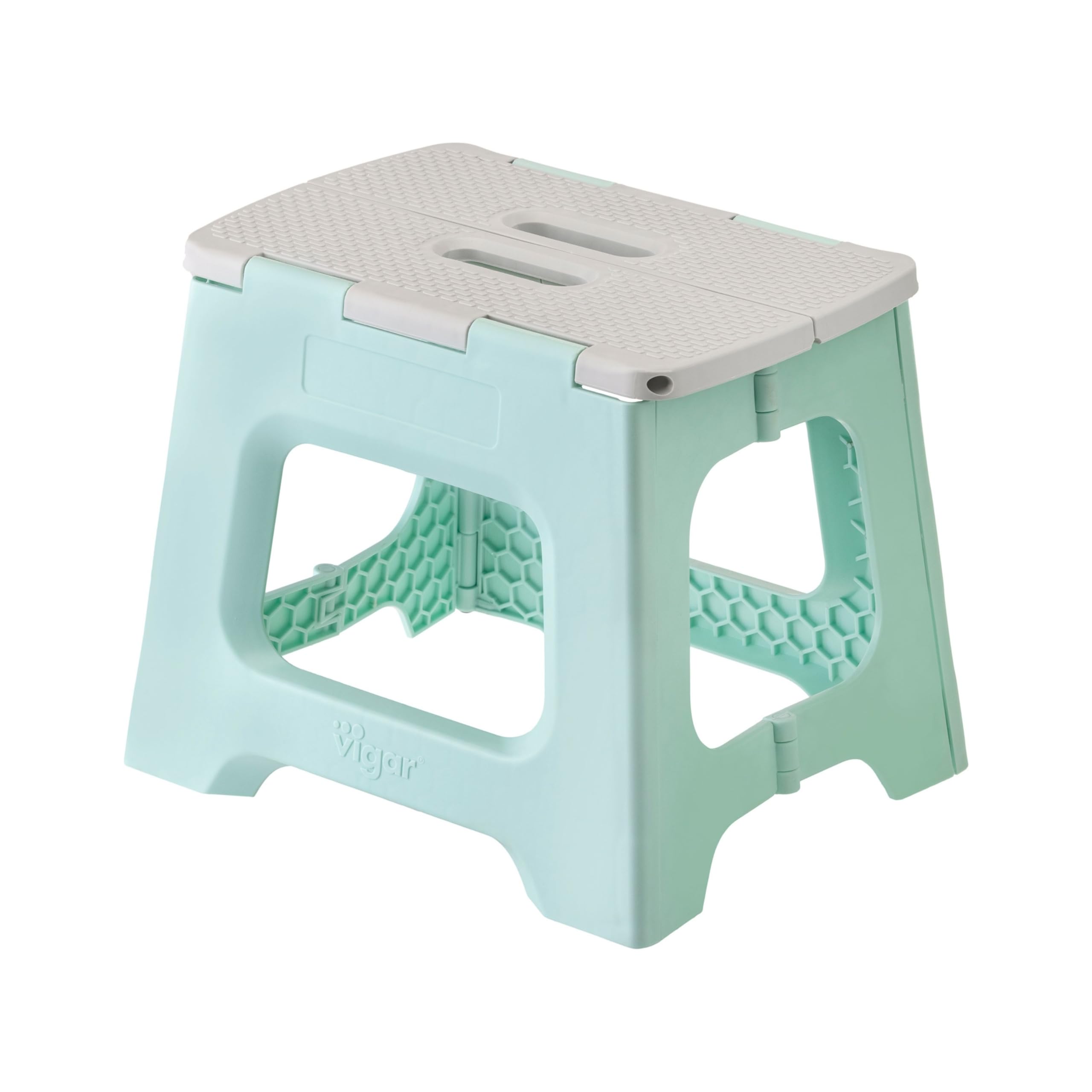 Vigar Taburete Plegable Compacto para Adultos, 27 cm Taburete Plegable Antideslizante para Casa, Dormitorio, Baño, Armario, Oficina, Soporta hasta 150 kg, Azul Claro
