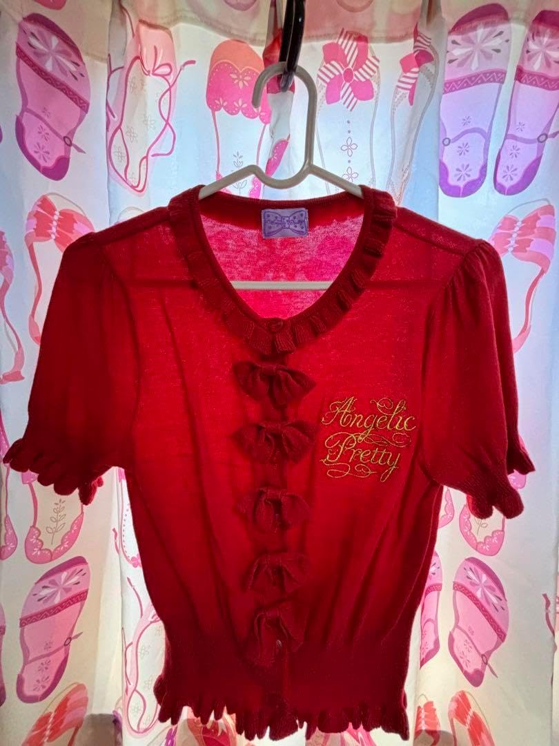 未使用★アンジェリックプリティ★いっぱいリボンカーディガン★レッド★ アンジェリックプリティ カーディガン リボン フリル 赤 未使用