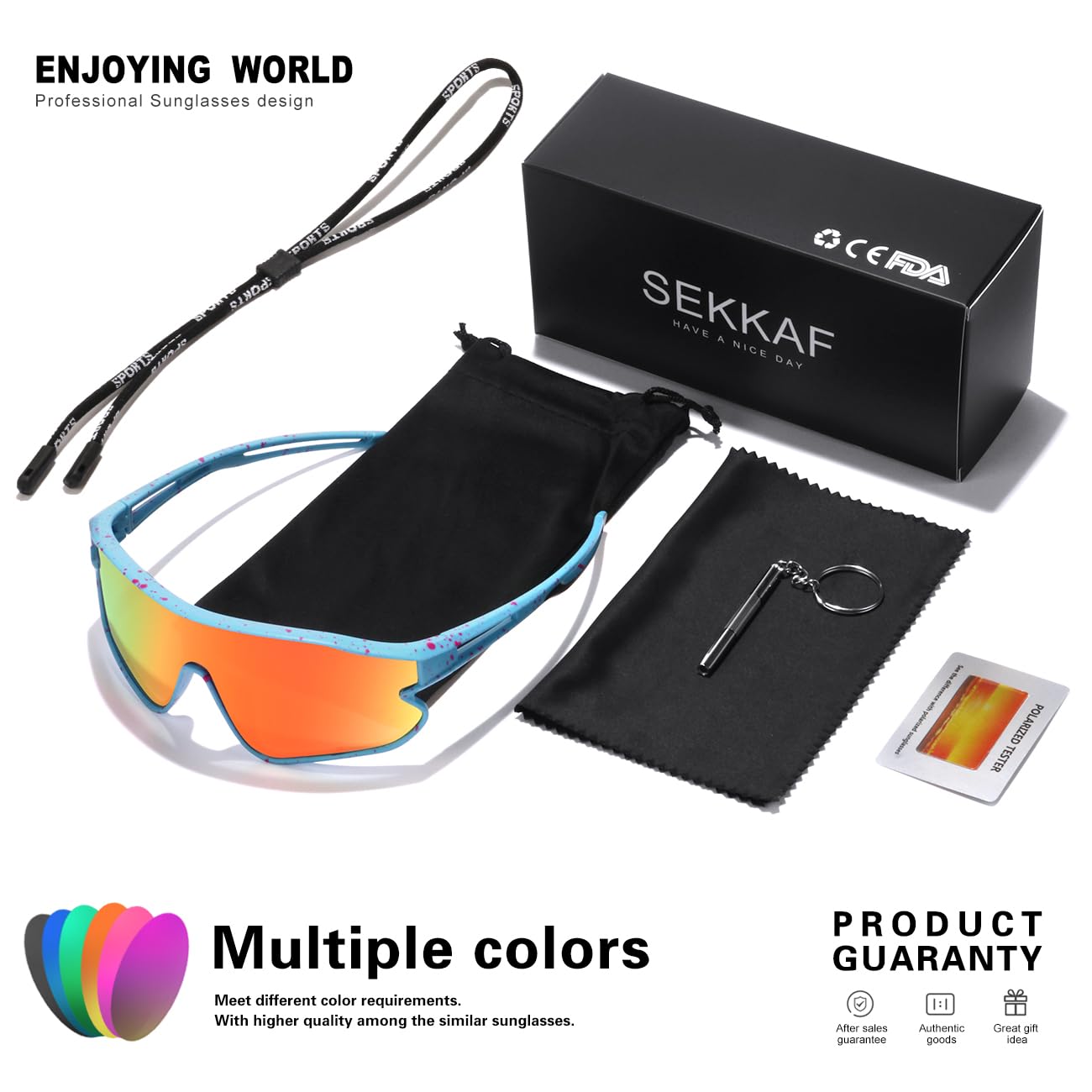 SEKKAF Kinder-Sonnenbrille, Baseball-Sonnenbrille, polarisiert, Sport, Radfahren, Schatten für Jungen und Mädchen, leichter Rahmen