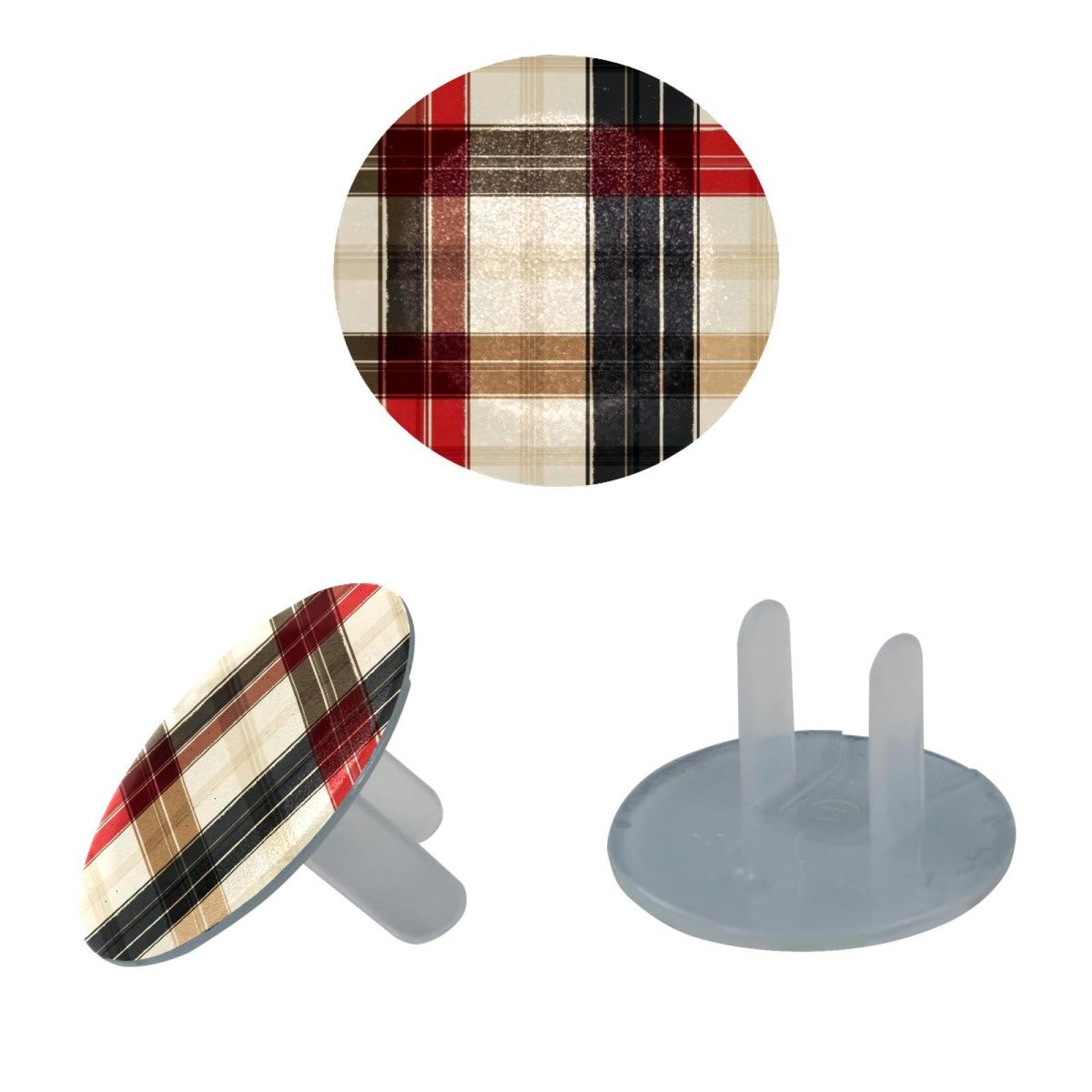 12 PCS Outlet Covers Baby Child Proofing, Checkered Pattern Electrical Safety Socket Caps for 2-Prong Power Wall Plate, Safety Plugs Protector Guard