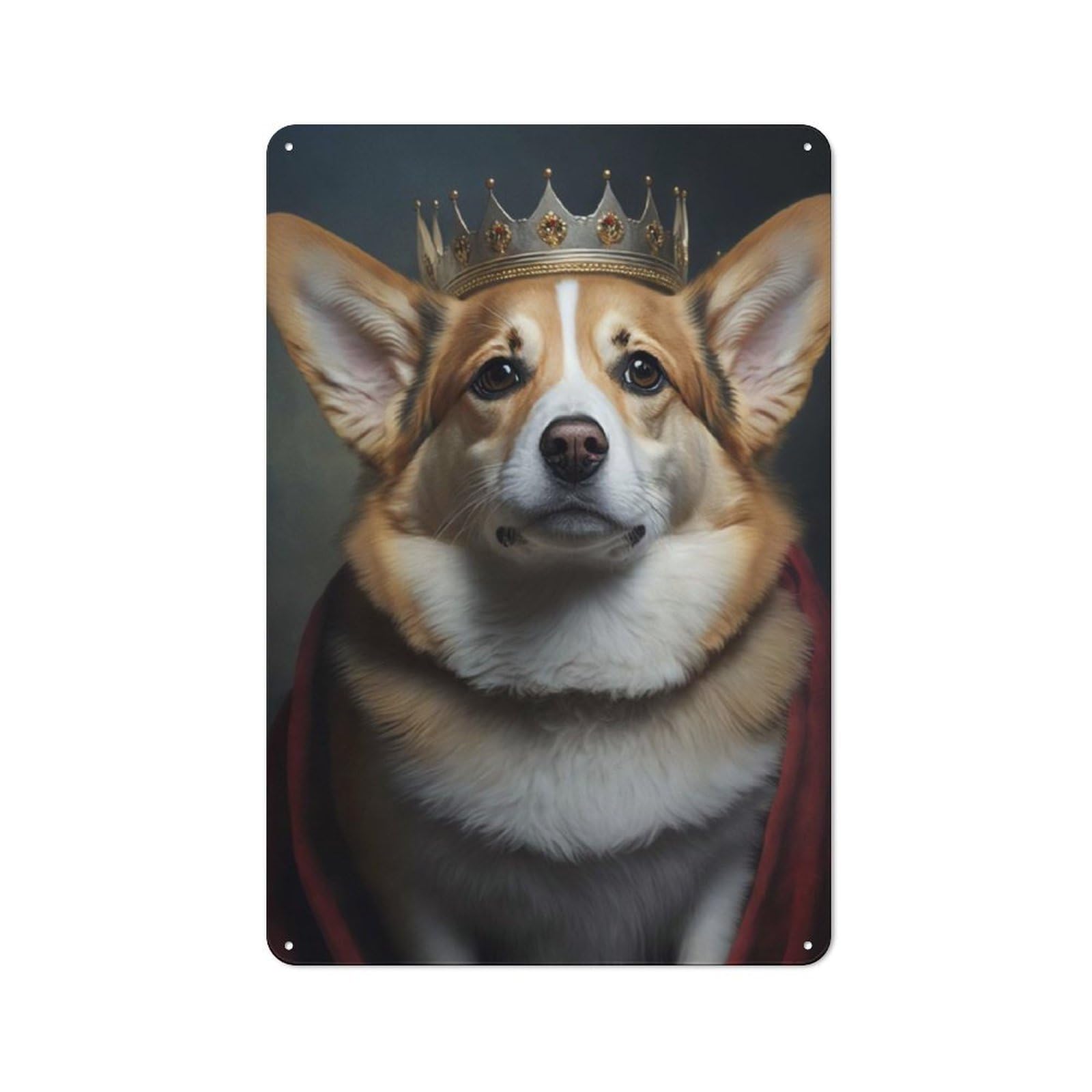 Junmoney King Corgi 30X20cm Retro Metal Plaque With For Kitchen Or Home Bar, For Garage, Workshop And Man Cave Decoration