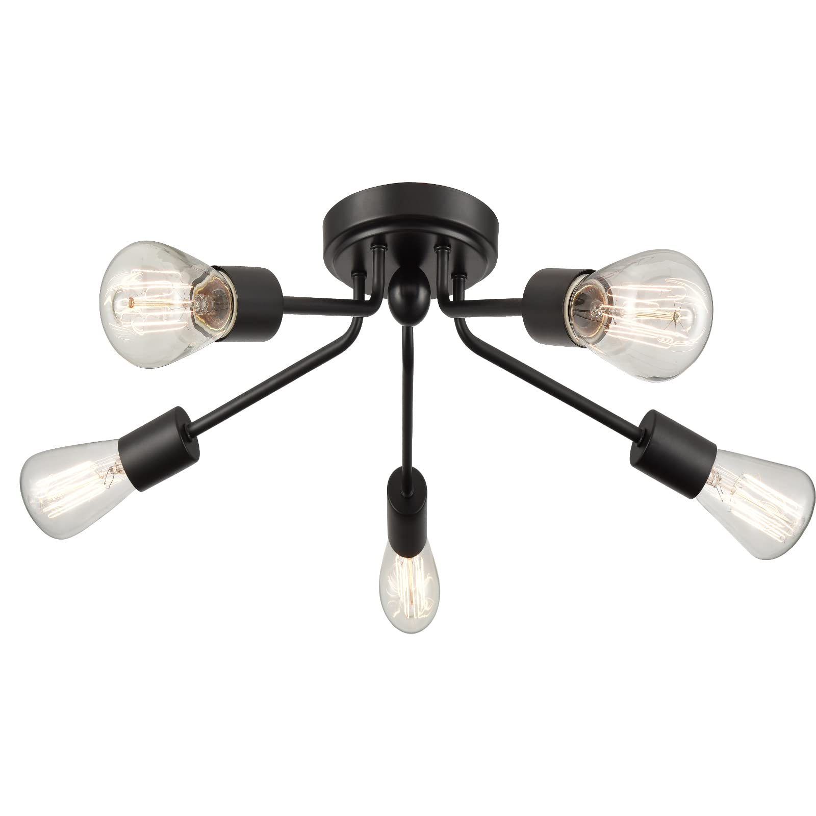 HYDELITE Modern Balck Sputnik Ceiling Light 5 Light semi Flush Mount for Living Room Bedroom Kitchen and Entryway