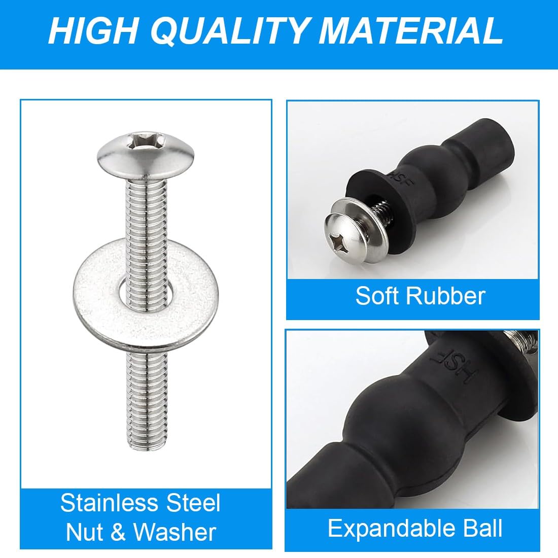 Fissaggi Tavoletta WC,6 Pezzi Fissaggi WC Sedile,Accessori per Sedile,Fissaggio Vite per Sediles,Fissaggio Dado di Gomma per Fissare Tavoletta - 5