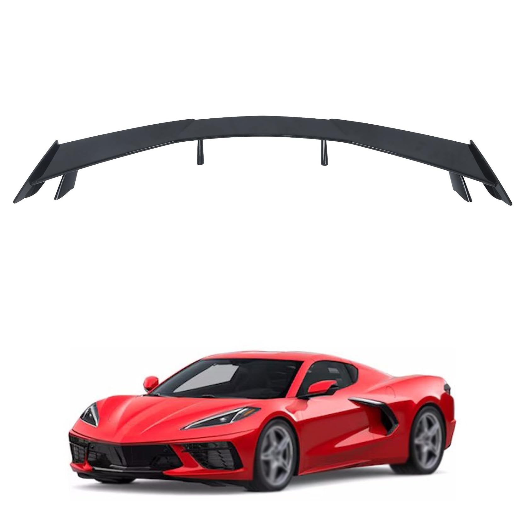 SEBLAFF High Wing Style Trunk Spoiler Lip Gloss Black Replacement for Corvette C8 2020 2021 2022 2023 2024