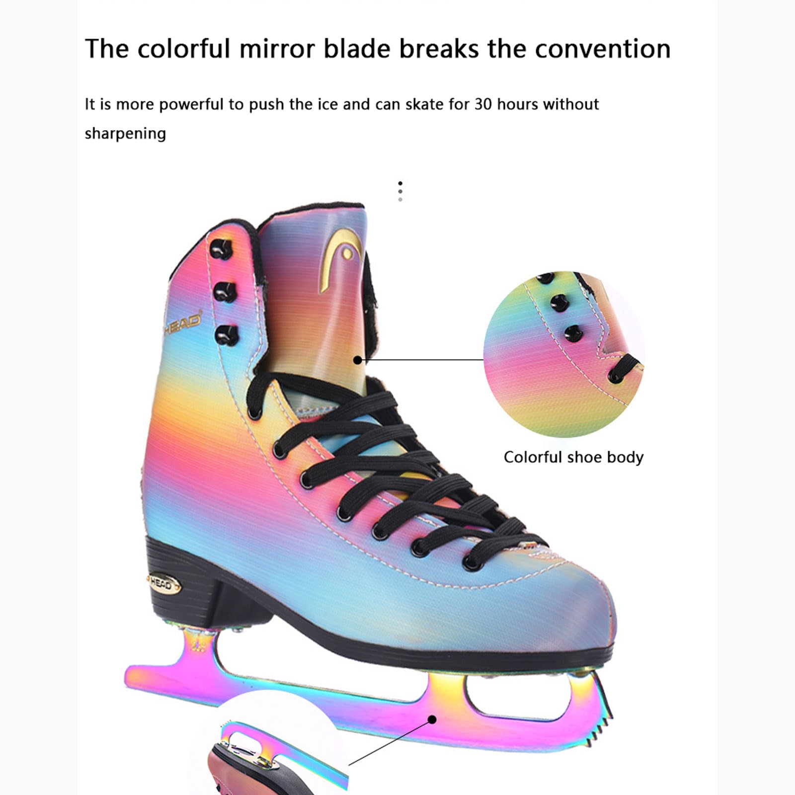 Patins à Glace pour Femme,Patins à Glace Artistiques ,Laçage Classique,Soutien léger,Patins à Glace pour Femmes,Enfants et Jeunes,pour Une Utilisation en extérieur et sur Les patinoires